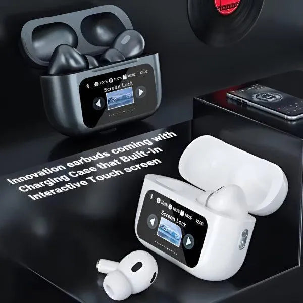 White Smart Touch Earbuds with ANC & Fast Charge