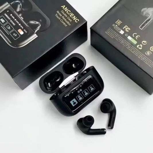 White Smart Touch Earbuds with ANC & Fast Charge