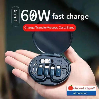 5-in-1 60W Fast Charging Cable Set Black