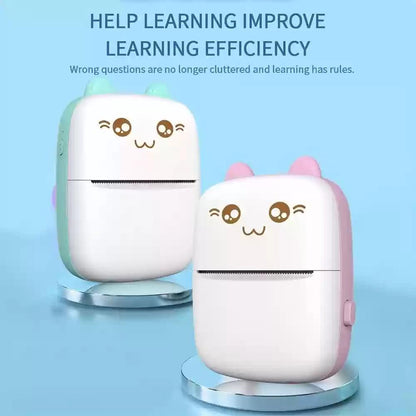 Mini Printer Pink White Instant Photos Portable