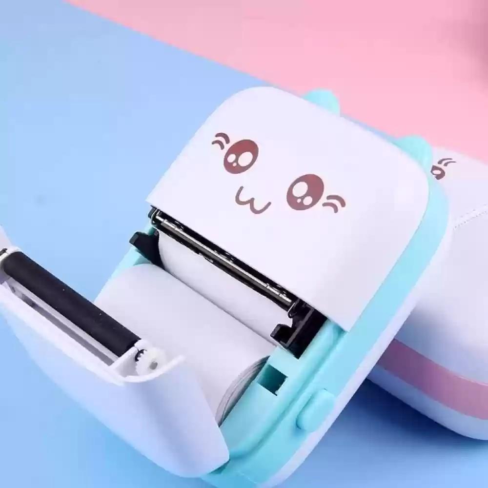 Mini Printer Pink White Instant Photos Portable