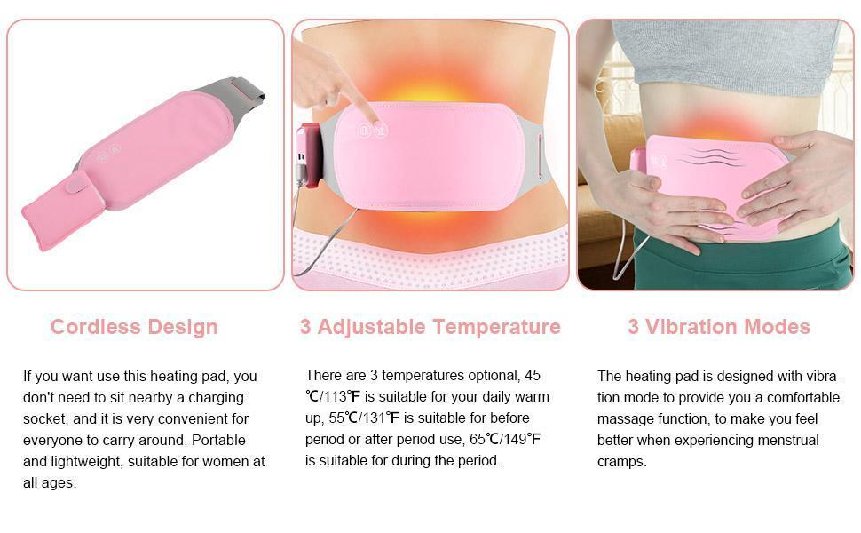 Portable Electric Period Cramp Heating Belt Pink 50ml