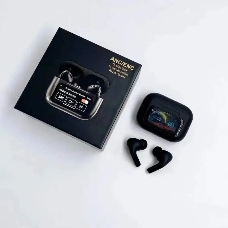 White Smart Touch Earbuds with ANC & Fast Charge