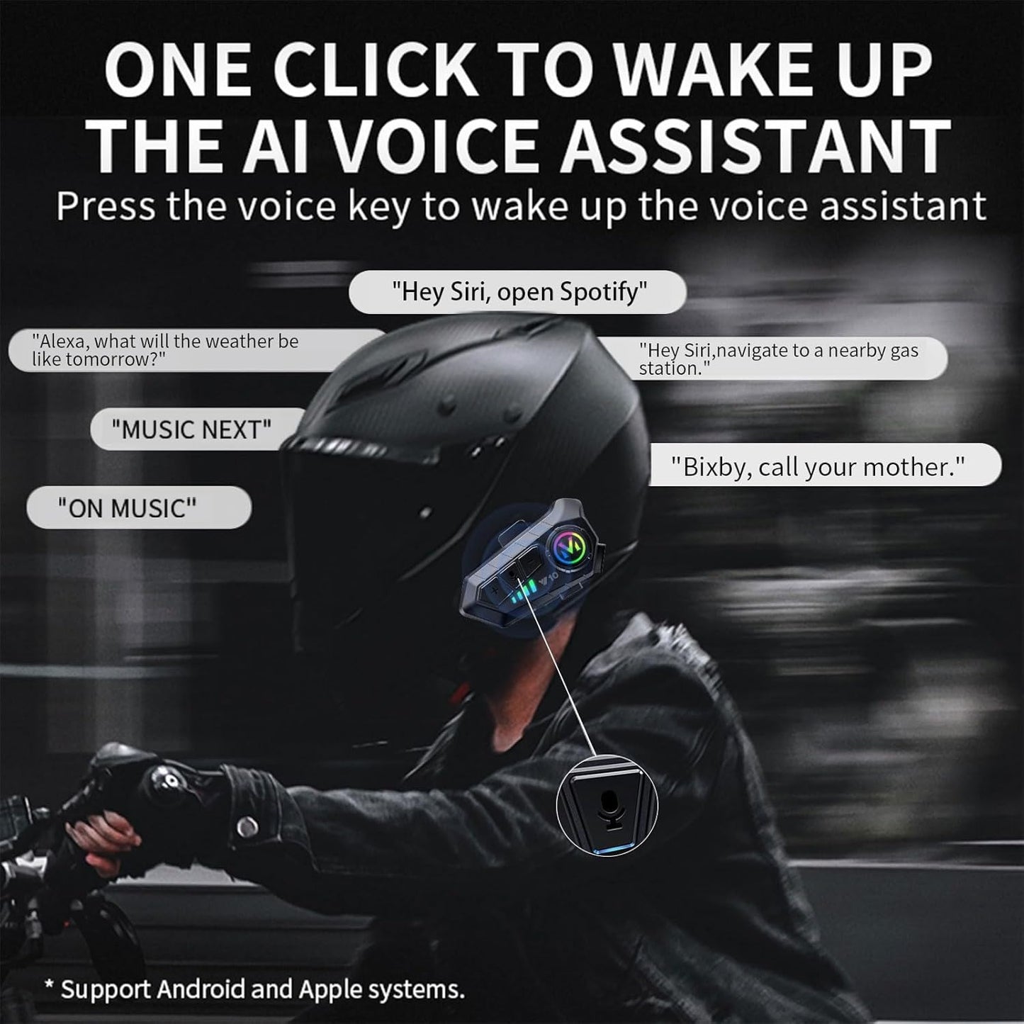 Motorcycle Helmet Bluetooth 5.3 Headset – Waterproof Noise Reduction Headphones
