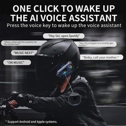 Motorcycle Helmet Bluetooth 5.3 Headset – Waterproof Noise Reduction Headphones
