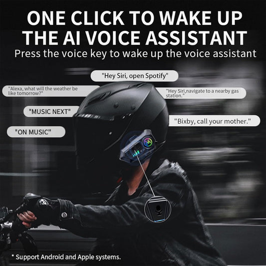 Motorcycle Helmet Bluetooth 5.3 Headset – Waterproof Noise Reduction Headphones