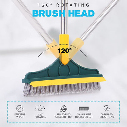120° Rotatable Floor Brush Bathroom Tile Window Scrubber 2-in-1