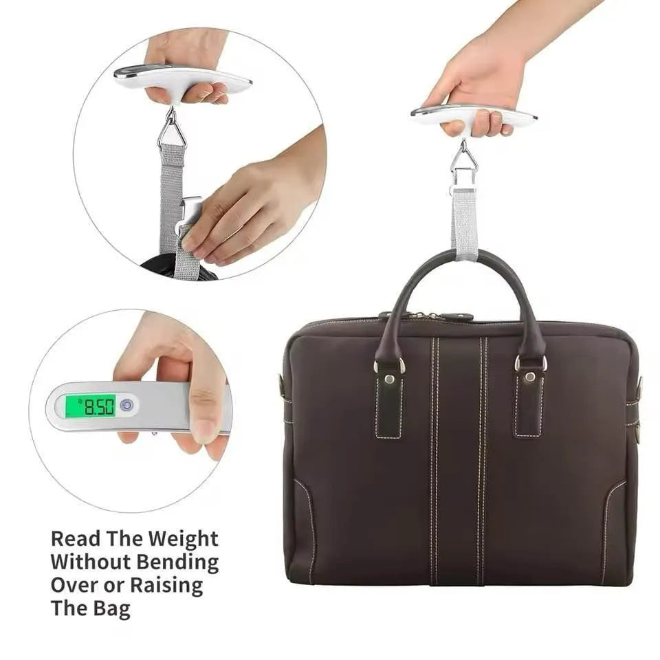 Digital Luggage Scale 50kg Portable Travel Weighing Scale Silver