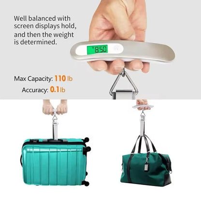 Digital Luggage Scale 50kg Portable Travel Weighing Scale Silver