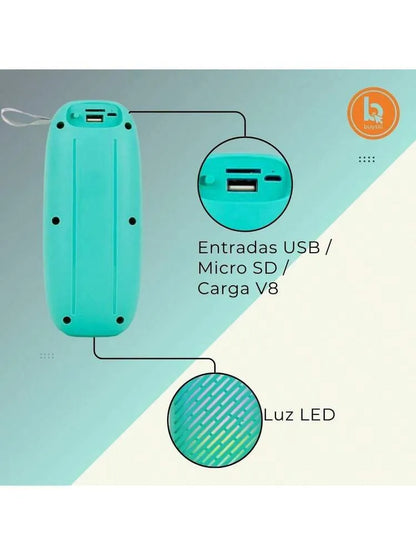 Portable Bluetooth Speaker with LED Lights & Fast Charging - Pink