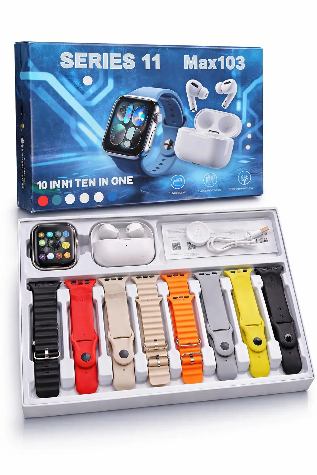 Series 11 Smartwatch 7-in-1 Combo with Wireless Earbuds, Black