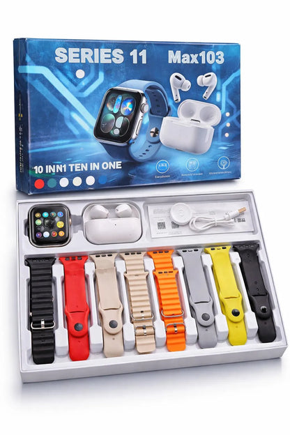 Series 11 Smartwatch 7-in-1 Combo with Wireless Earbuds, Black