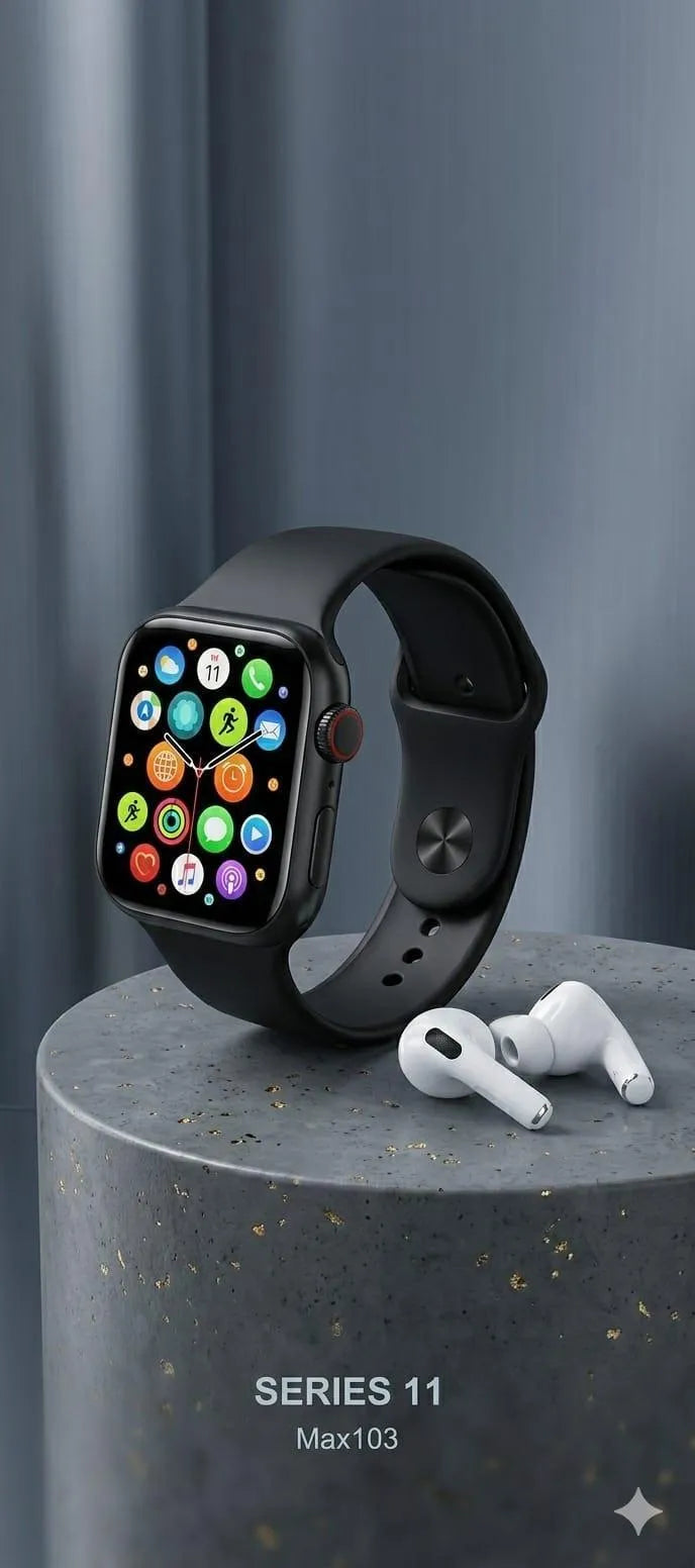 Series 11 Smartwatch 7-in-1 Combo with Wireless Earbuds, Black