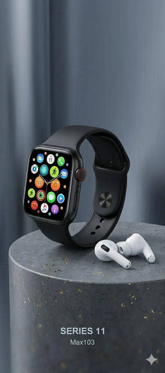 Series 11 Smartwatch 7-in-1 Combo with Wireless Earbuds, Black