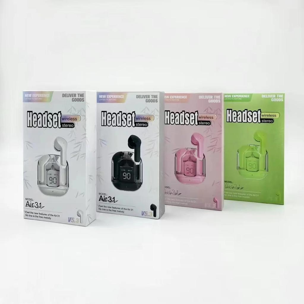 Air 31 Bluetooth 5.3 Earbuds with Crystal Clear Case
