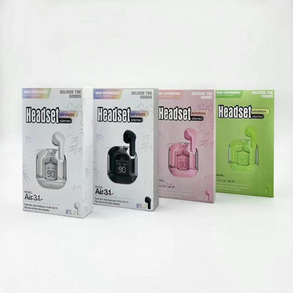 Air 31 Bluetooth 5.3 Earbuds with Crystal Clear Case