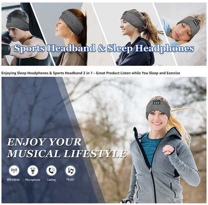Wireless Bluetooth Sleep Headband – Sports Music Headphones With Built-in Mic