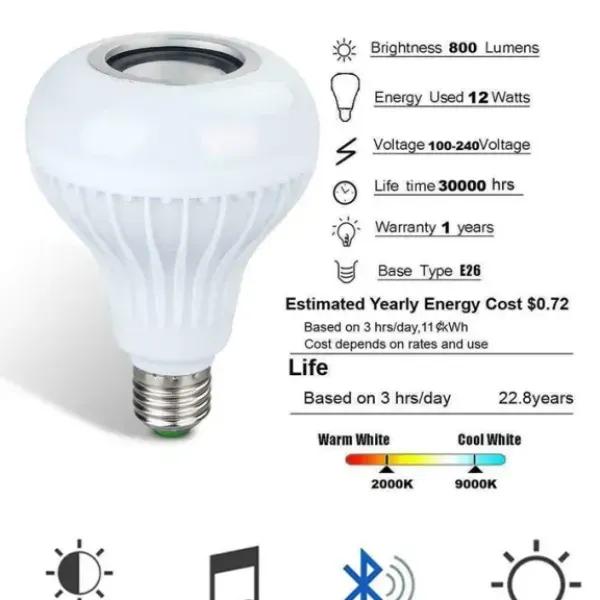 Multicolor LED Bulb with Bluetooth Speaker 12W