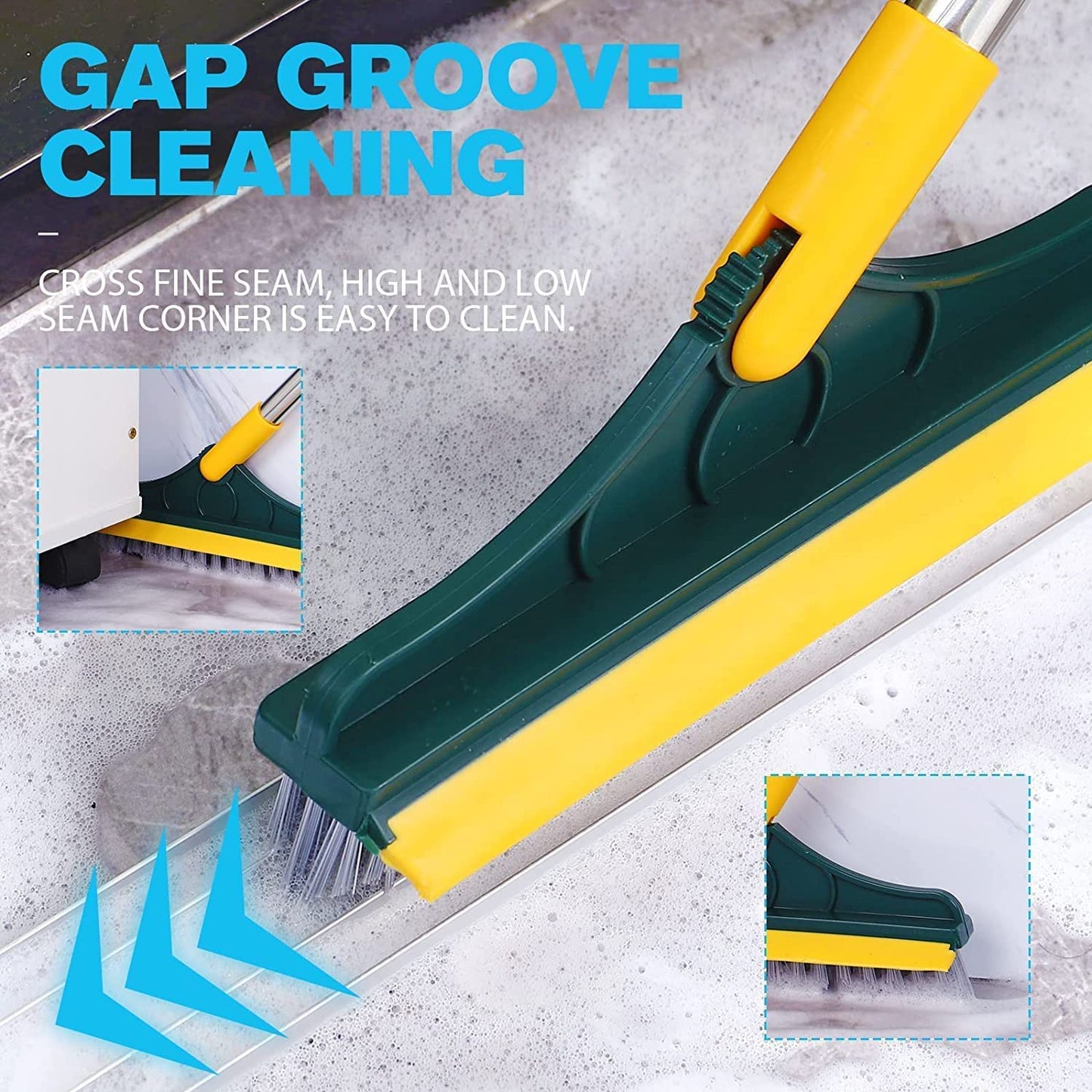 120° Rotatable Floor Brush Bathroom Tile Window Scrubber 2-in-1