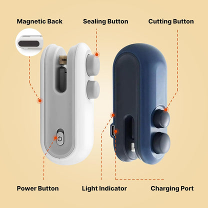 USB Mini Heat Sealer 2-in-1 Food & Snack Bag Sealing Machine