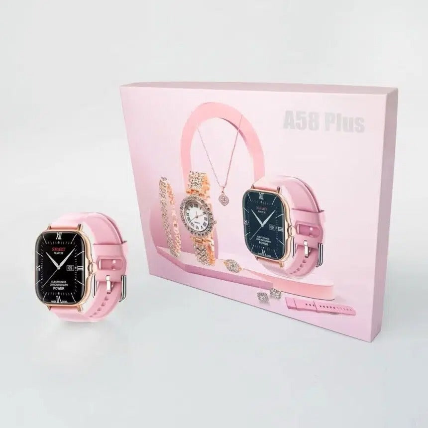 A58 Plus 6-in-1 Smartwatch for Women, Perfect Gift Pink