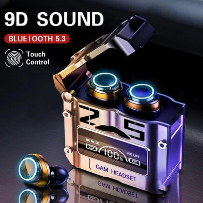 Gaming Earbuds HD Sound Black Blue Bluetooth 5.1