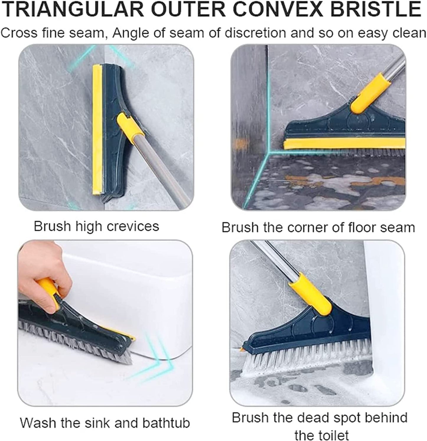 120° Rotatable Floor Brush Bathroom Tile Window Scrubber 2-in-1