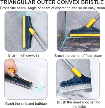120° Rotatable Floor Brush Bathroom Tile Window Scrubber 2-in-1
