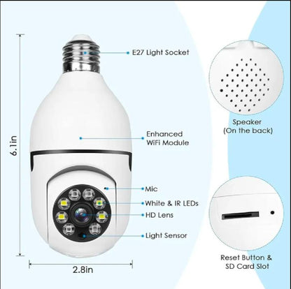 360 View Security Camera White ABS Plastic