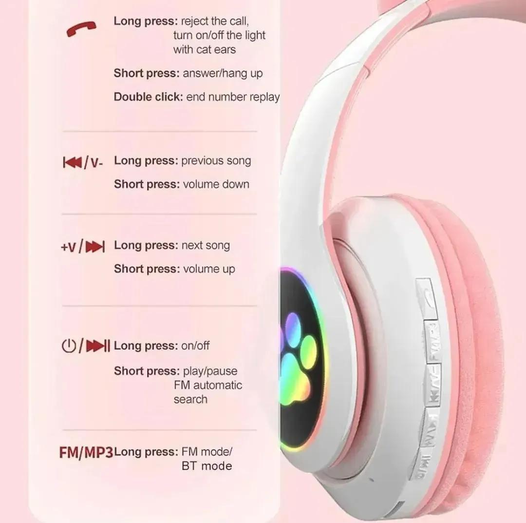 Cat Ear LED Headphones Multicolor ABS for Teens Young Adults