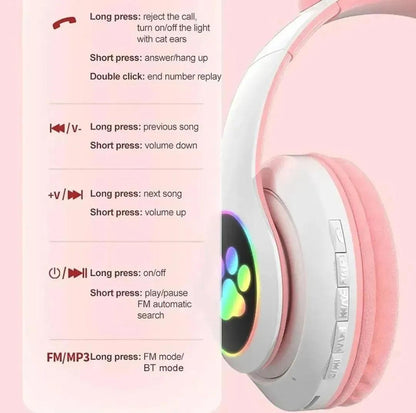 Cat Ear LED Headphones Multicolor ABS for Teens Young Adults