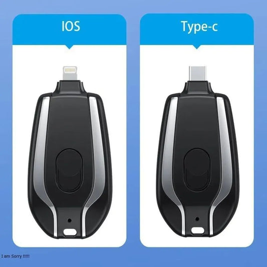 Keychain Power Bank iOS Type-C Black ABS