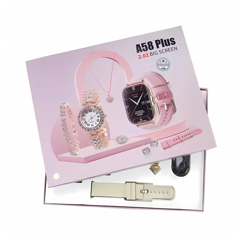 A58 Plus 6-in-1 Smartwatch for Women, Perfect Gift Pink