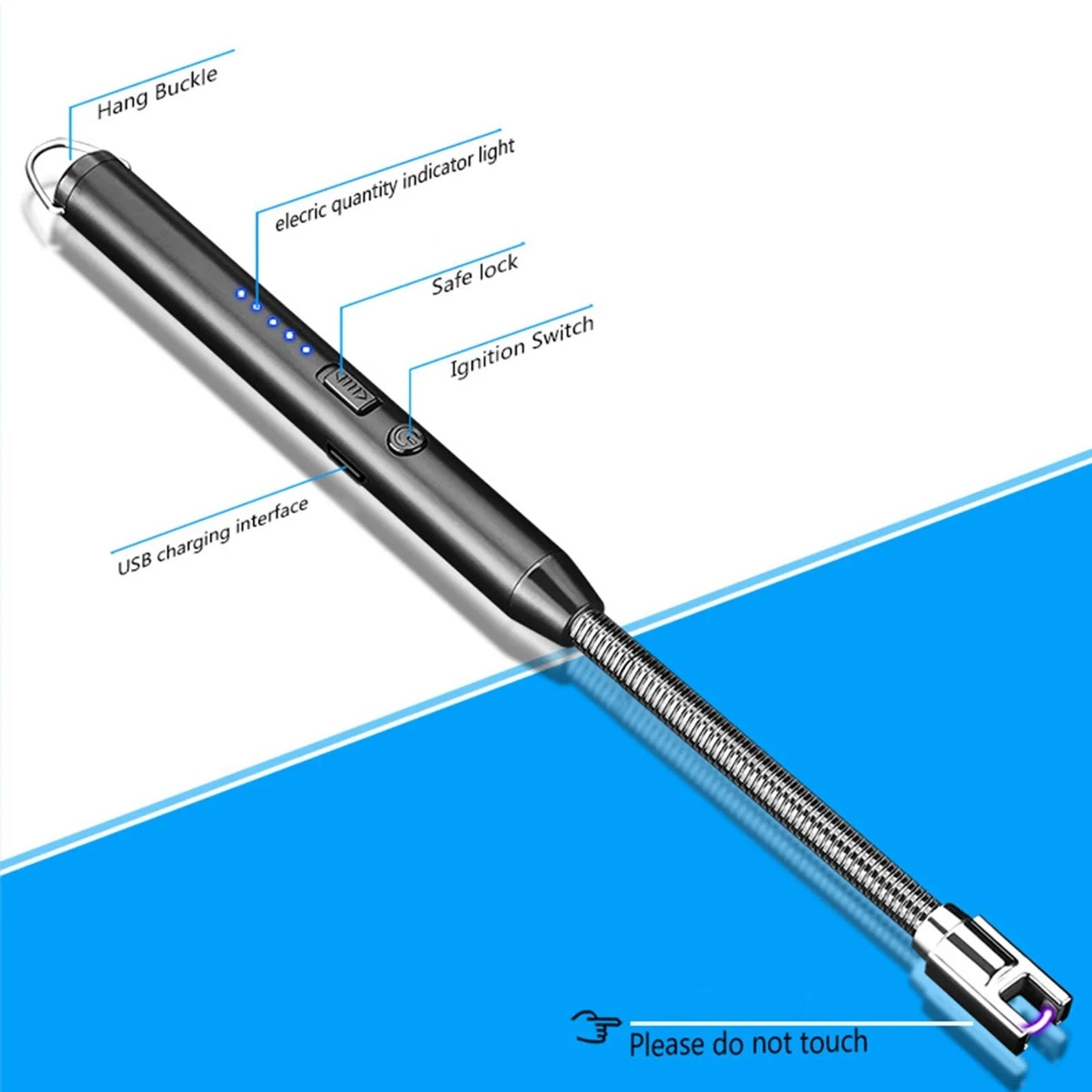 360° Outdoor Kitchen Lighter – USB Rechargeable Portable Electronic Arc Lighter with Flexible Neck, Safety Lock, Windproof & Eco-Friendly Design for Candles & Gas Stoves