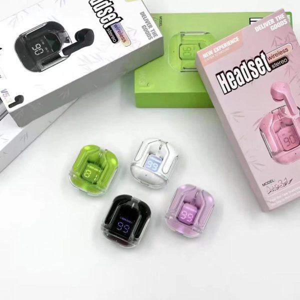 Air 31 Bluetooth 5.3 Earbuds with Crystal Clear Case