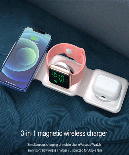 3-in-1 Magnetic Foldable Wireless Charger Station for iPhone AirPods Watch