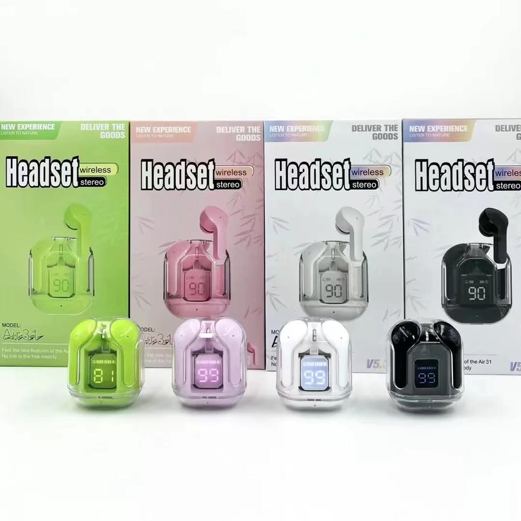 Air 31 Bluetooth 5.3 Earbuds with Crystal Clear Case