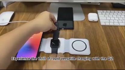 3-in-1 Magnetic Foldable Wireless Charger Station for iPhone AirPods Watch